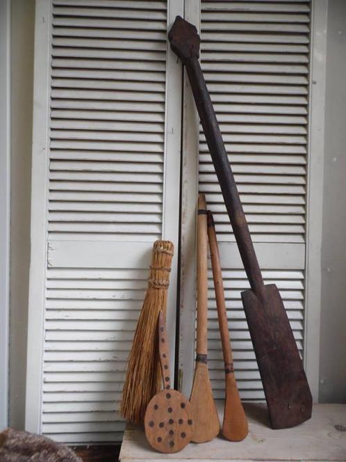stoere donkere hardhouten peddel of schep, Antiek en Kunst, Curiosa en Brocante, Ophalen