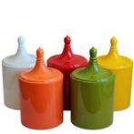 Retro vintage kleurrijke voorraadpotten, Huis en Inrichting, Keuken | Potten en Pannen, Overige materialen, Ophalen of Verzenden