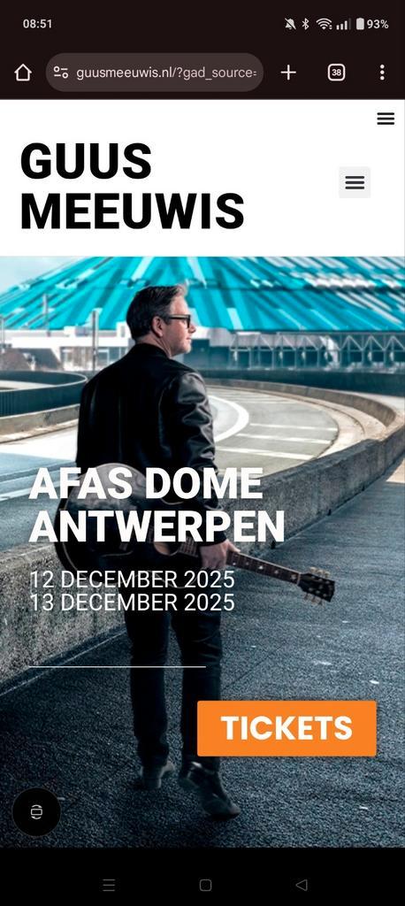 2 staanplaatsen Guus Meeuwis zaterdag 13 december antwerpen, Tickets en Kaartjes, Concerten | Nederlandstalig, Twee personen, December