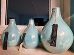 Azuurblauwe aqua turquoise Siervazen Set, Huis en Inrichting, Woonaccessoires | Vazen, Blauw, Aardewerk of Porselein, Nieuw, Ophalen of Verzenden