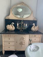 Antiek Dressoir met Spiegel en Marmeren Blad (louis seize), Antiek en Kunst, Ophalen