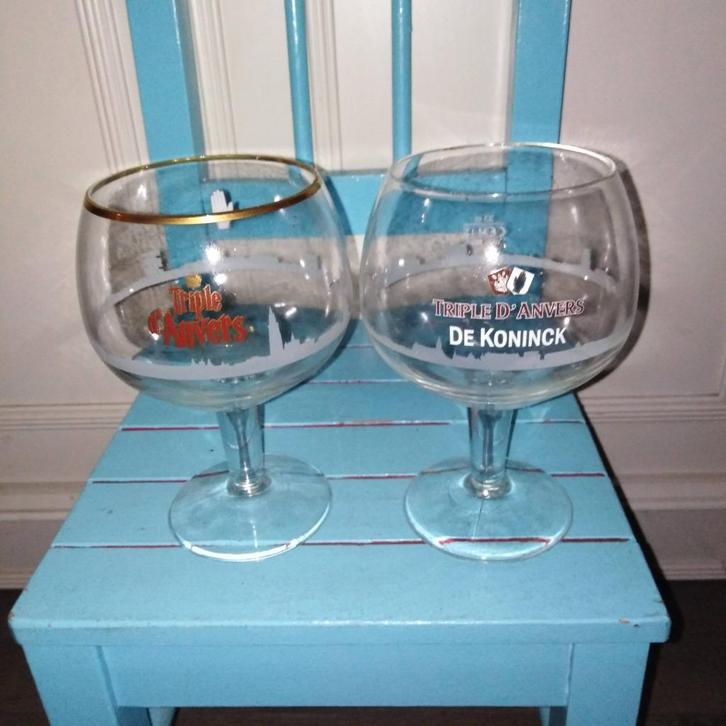 Triple D'anvers bierglazen 2 stuks, Verzamelen, Biermerken, Gebruikt, Glas of Glazen, Overige merken, Ophalen