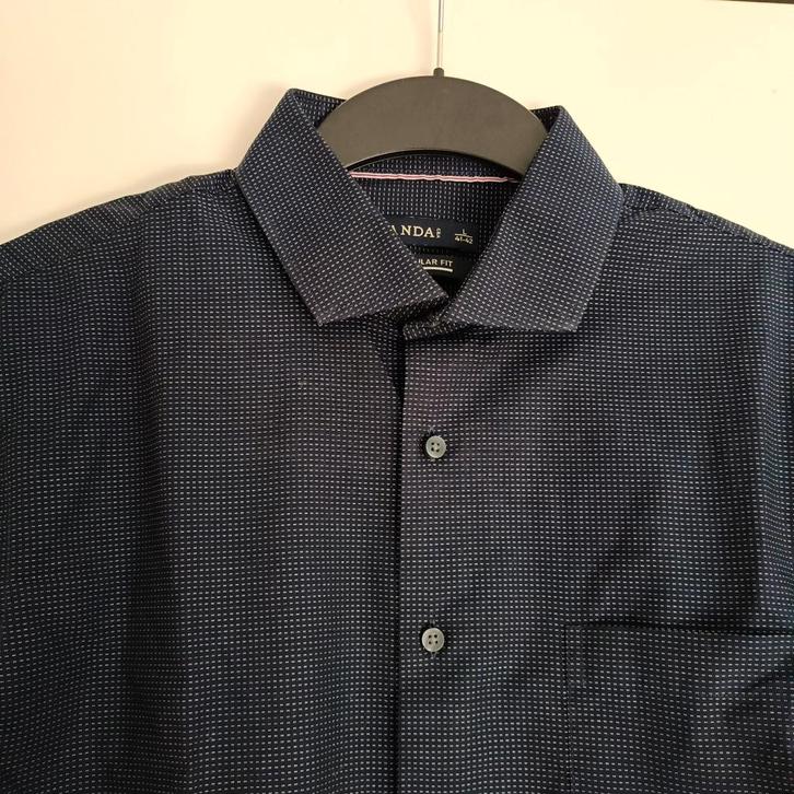 Canda donkerblauw overhemd maat L z.g.a.n., Kleding | Heren, Overhemden, Zo goed als nieuw, Halswijdte 41/42 (L), Blauw, Ophalen of Verzenden