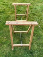 2 houten schragen, 50 cm breed, Ophalen, Gebruikt