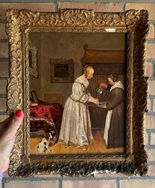 Antiek schilderij in originele barokke lijst - W.H. Aberson, Antiek en Kunst, Kunst | Schilderijen | Klassiek, Ophalen of Verzenden