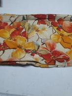 Linnen viscose flowers orange/red (122), Hobby en Vrije tijd, Stoffen en Lappen, 120 cm of meer, Beige, Nieuw, Ophalen of Verzenden