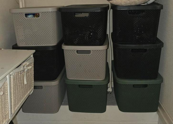 10 x Opbergboxjes 19 liter (28 x 39 x 22 cm), Huis en Inrichting, Woonaccessoires | Schalen en Manden, Zo goed als nieuw, Mand