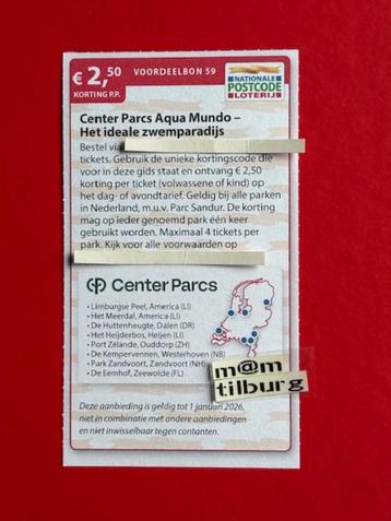 Voordeelbon 59 Center Parcs Aqua Mundo, €2,50 korting p.p. beschikbaar voor biedingen