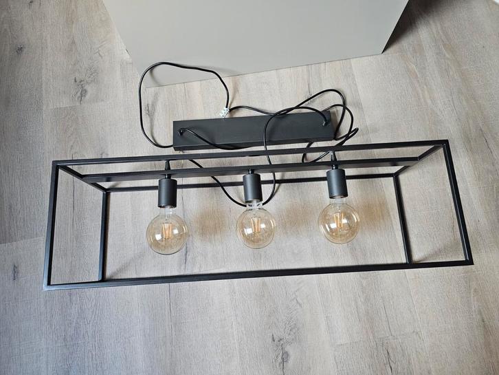 Antraciet Stalen Hanglamp, Huis en Inrichting, Lampen | Hanglampen, Zo goed als nieuw, Minder dan 50 cm, Metaal, Ophalen of Verzenden