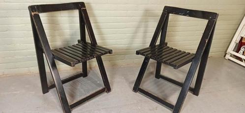2 Vintage Aldo Jacober Trieste Klapstoel, Bazzani, Italy, Huis en Inrichting, Stoelen, Gebruikt, Twee, Hout, Ophalen