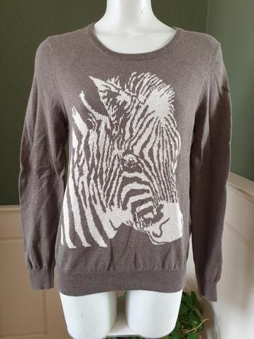 Marie Lund groen grijze zebra trui M 38 40 Gratis Verzenden beschikbaar voor biedingen