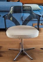 3x vintage draaistoel, kuipstoel, zwart-wit, skai bekleding, Huis en Inrichting, Stoelen, Ophalen, Drie, Wit, Vintage