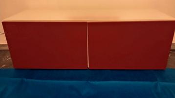 IKEA Besta basiselement met hoogglans deurtjes, glasplaat.