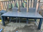 6 persoons tuintafel, stalen poten met granieten blad, Ophalen, Gebruikt, Rechthoekig, Overige materialen