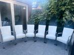 6X DESIGN WITTE LEREN LERR EETKAMERSTOELEN STOELEN OP WIELEN, Wit, Leer, Ophalen of Verzenden, Zo goed als nieuw