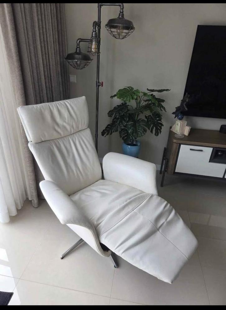 Elektrische relaxfauteuil leer - 2 motoren, Huis en Inrichting, Fauteuils, Ophalen