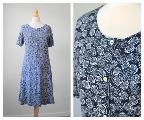 Peter Hahn - heel mooi jurkje / blauw bloemen / maat S, Kleding | Dames, Jurken, Zo goed als nieuw, Maat 36 (S), Blauw, Boven de knie