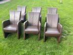 6 hele mooie zeer nette echt leren eetkamerstoelen Goossens, Huis en Inrichting, Stoelen, Ophalen, Bruin, Leer, Zo goed als nieuw
