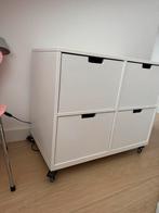 Ladekastje wit geverfd met wielen, Huis en Inrichting, Kasten | Ladekasten, Ophalen, 50 tot 100 cm, Zo goed als nieuw, 3 of 4 laden