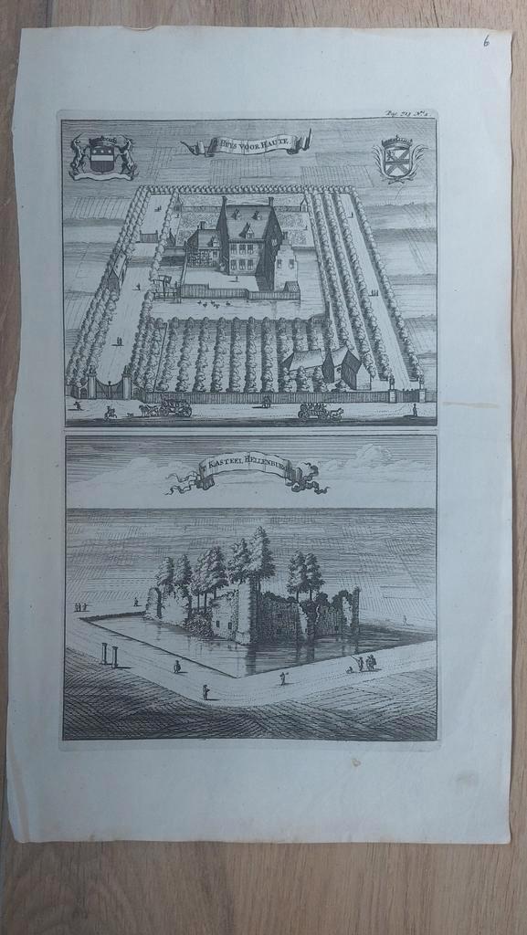 6 / Huis voor Haute 't Kasteel Hellenburg bij Baarland 1696, Antiek en Kunst, Kunst | Etsen en Gravures, Ophalen of Verzenden
