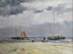 Schilderij olieverf op doek schepen op het strand zeilschip, Ophalen