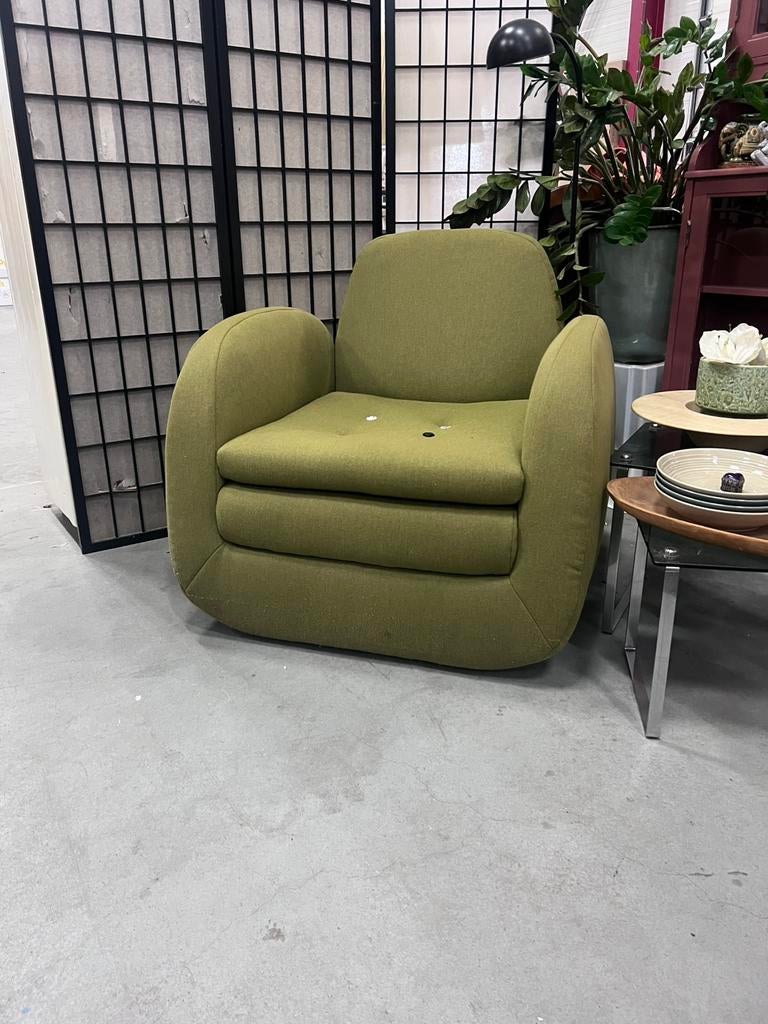 INDERA design fauteuil groen – Belgisch comfort & stijl, D, Ophalen of Verzenden, Zo goed als nieuw, D
