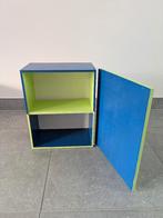 Groen /blauw vintage houten kastje /kistje met 2 vakken, Ophalen, Minder dan 50 cm, Gebruikt, 50 tot 100 cm