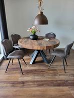 Richmond eettafel 140 rond grof houten eettafel., Ophalen, Rond, 100 tot 150 cm, 100 tot 150 cm