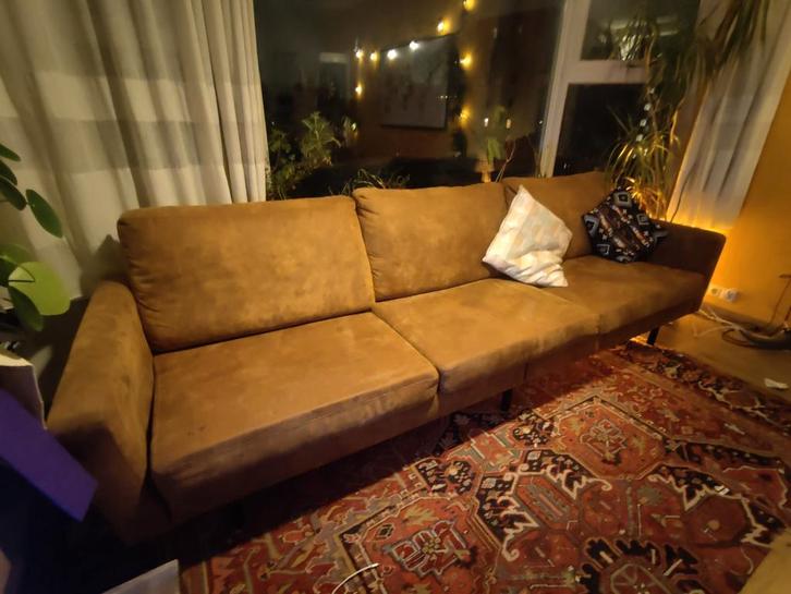 Mooie bruine driezitsbank, Huis en Inrichting, Banken | Bankstellen, Gebruikt, Rechte bank, Driepersoons, 200 tot 250 cm, 75 tot 100 cm