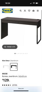 Ikea Micke bureau zwartbruin, Huis en Inrichting, Bureaus, Ophalen, Zo goed als nieuw