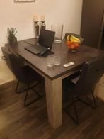 Eettafel Satriani met lederen stoelen, Huis en Inrichting, Ophalen, Zo goed als nieuw, Rechthoekig, 50 tot 100 cm