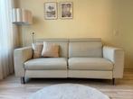 Beige leren bankstel, 2 zitter, Ophalen of Verzenden, Zo goed als nieuw, 75 tot 100 cm, Tweepersoons