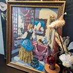 Borduurwerk Dame aan Venster - Vermeer Stijl, Antiek en Kunst, Kunst | Schilderijen | Klassiek, Ophalen of Verzenden