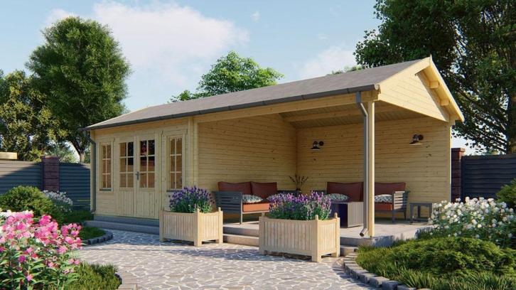 Blokhut - Tuinhuis Kwaspa | 44 mm | vuren onbehandeld, Hobby en Vrije tijd, Overige Hobby en Vrije tijd, Nieuw, Verzenden