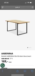 Eettafel AABENRAA 80x120  eiken kleur/zwart, Huis en Inrichting, Tafels | Sidetables, Ophalen, 100 tot 150 cm, Zo goed als nieuw