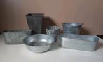Verzameling potten van tin of zink?, Gebruikt, Rond, Ophalen of Verzenden, Metaal