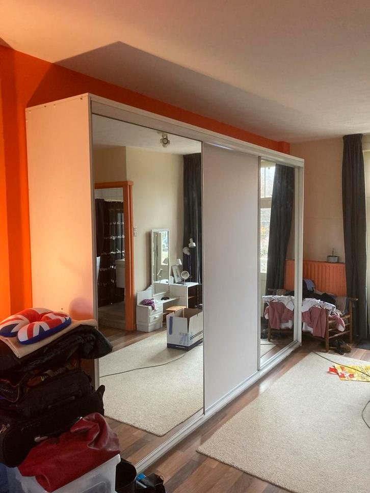 Aanbouwkast met schuifdeuren (spiegel), Huis en Inrichting, Kasten | Kledingkasten, Gebruikt, 200 cm of meer, 50 tot 75 cm, Met deur(en)