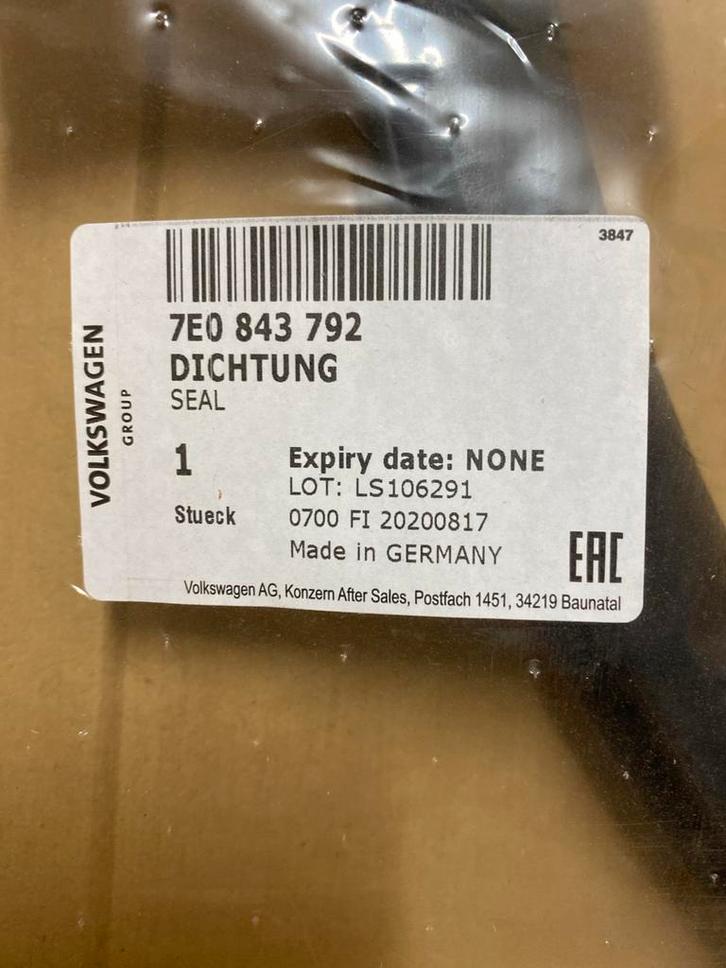 Nieuw Rubber Schuifdeur VW T6 - 7E0843792, Auto-onderdelen, Carrosserie en Plaatwerk, Deur, Volkswagen, Links, Nieuw, Ophalen of Verzenden