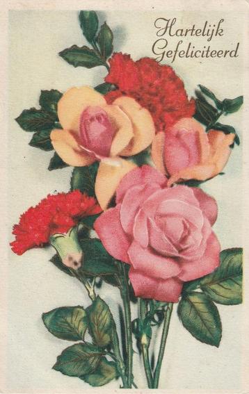 ROOS ROZEN UIT JAREN 50 ZEER MOOIE OUDE KAART KJ399 beschikbaar voor biedingen