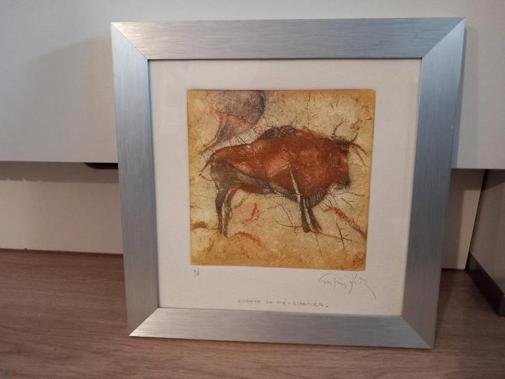 Bizon van Altamira - Ingelijste Print, Antiek en Kunst, Kunst | Tekeningen en Foto's, Ophalen of Verzenden