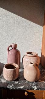 4 mooie decoratieve oudroze vaasjes, Ophalen, Overige kleuren, Minder dan 50 cm, Glas