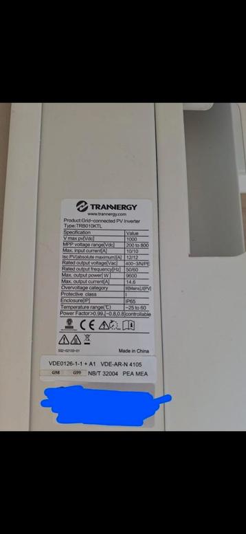 Trannergy omvormer zonnepanelen beschikbaar voor biedingen