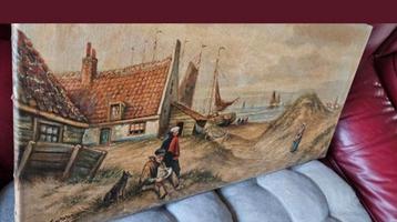 GESIGN D.KUBBE Uit erfenis 80x40cm opdoek  SCHEVENINGEN OUD  beschikbaar voor biedingen