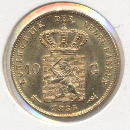 Nederland 10 Gulden 1885 Willem 3, Postzegels en Munten, Edelmetalen en Baren, Goud, Ophalen of Verzenden