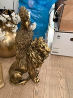 Bronze beeld leeuw met vogel, Verzamelen, Ophalen of Verzenden, Zo goed als nieuw, Dier