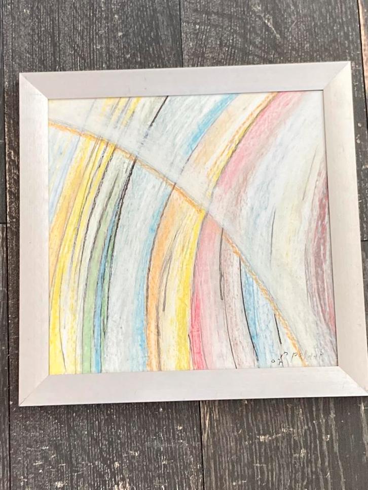 Schilderijtje van Rudi Polder, modern abstract (180225m), Antiek en Kunst, Kunst | Schilderijen | Abstract, Ophalen of Verzenden