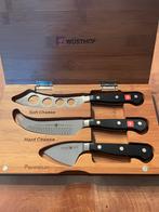 Wüsthof kaasmes set in kist, Ophalen of Verzenden, Zo goed als nieuw, Rvs of Chroom, Vaatwasserbestendig