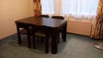 Donkere houten eettafel met stoelen, Huis en Inrichting, Complete eetkamers, Ophalen, Gebruikt, 4 tot 6 stoelen