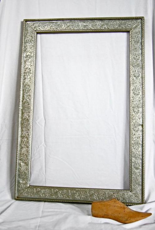 embossed zilver-aluminium beklede schilderij-of spiegellijst, Huis en Inrichting, Woonaccessoires | Lijsten, Zo goed als nieuw