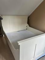 Houten bed zgan, Huis en Inrichting, Slaapkamer | Bedden, Ophalen, Wit, Tweepersoons, Zo goed als nieuw